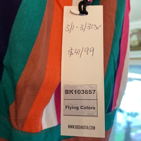 BB DAKOTA multi stripe tie waist no fabric content possible rayon BK103657 - Picture 4 of 4